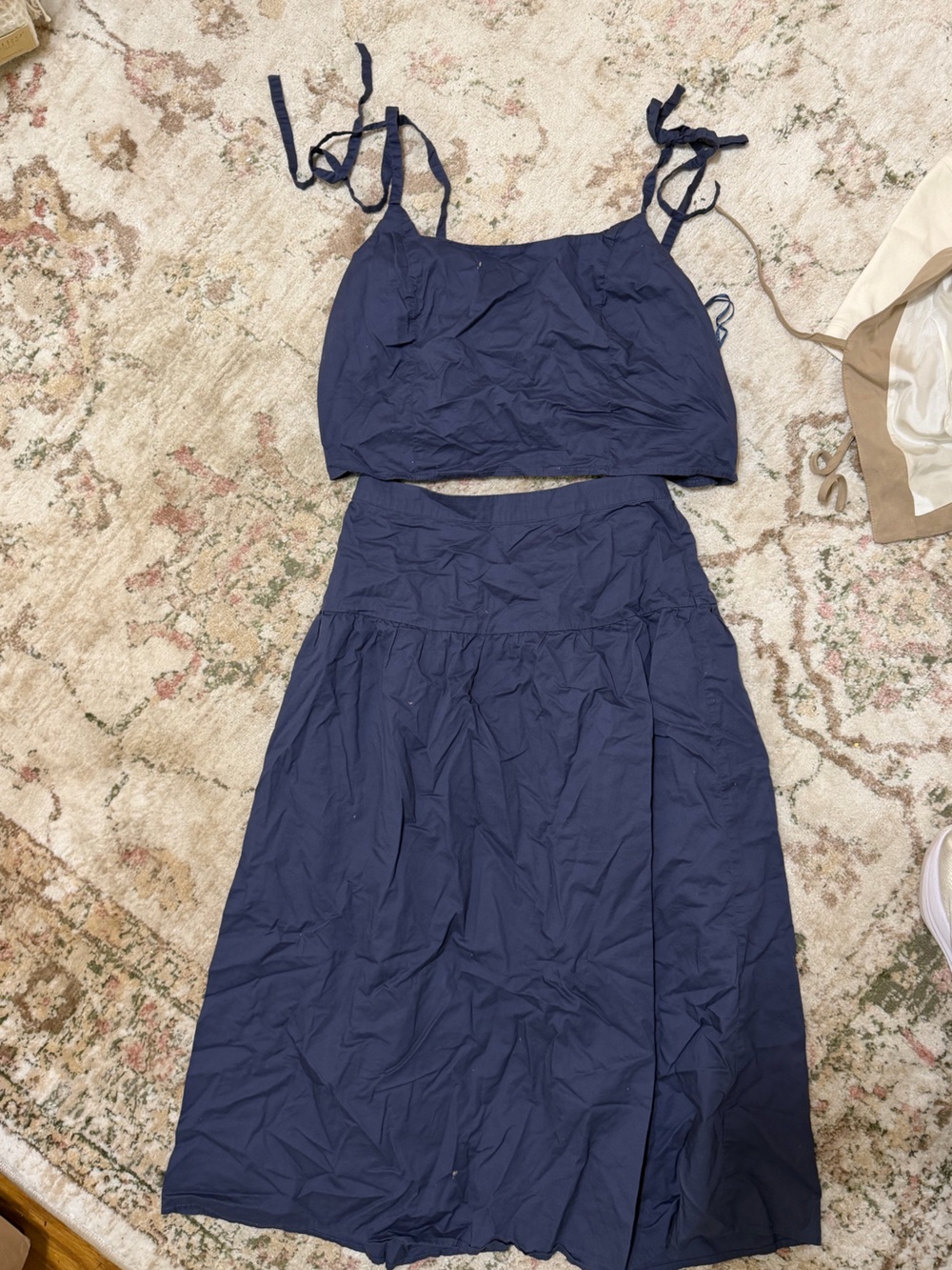 Old Navy Navy Blue Two-Piece Crop Top and Skirt Set